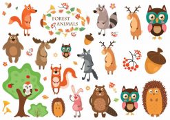 Forest Animals, fina illustrerade djur som gnuggistatueringar
